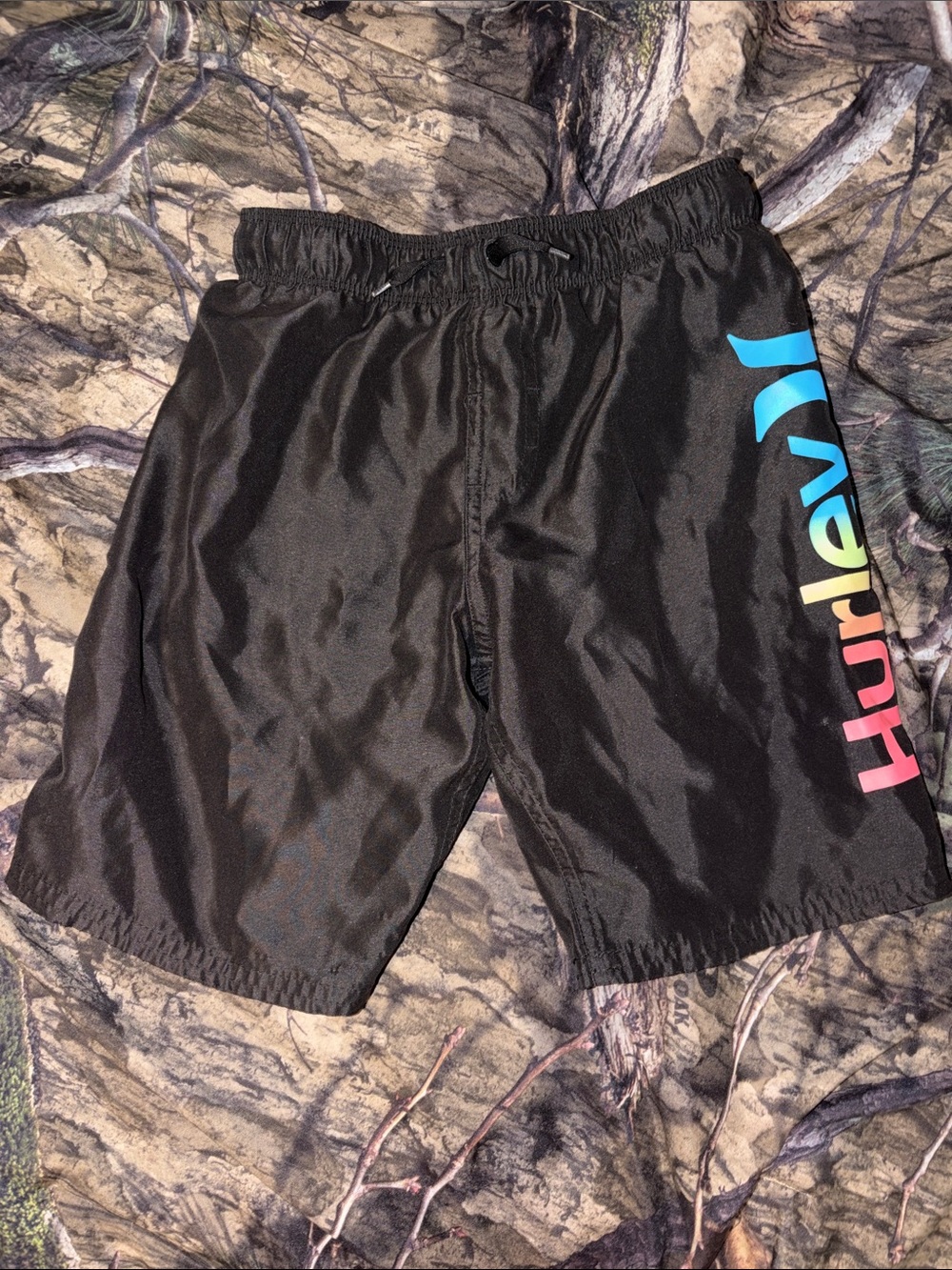 Hurley Black Boardshorts with Multicolor Side Logo
